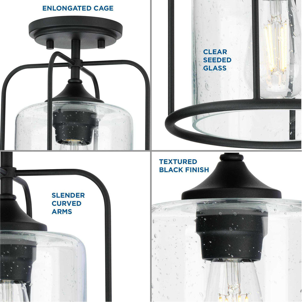 Watch Hill 1 Light 9 inch Textured Black Outdoor Flush Mount