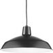 Metal Shade 1 Light Matte Black Pendant Ceiling Light in Standard
