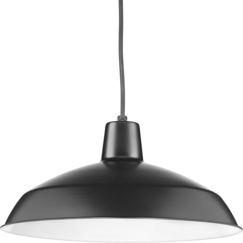 Metal Shade 1 Light Matte Black Pendant Ceiling Light in Standard