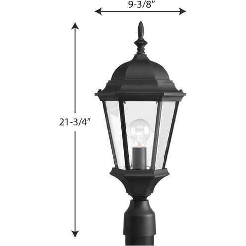 Welbourne 1 Light 22 inch Textured Black Outdoor Post Lantern in Clear Beveled, Standard