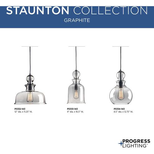 Staunton 1 Light Graphite Pendant Ceiling Light, Design Series