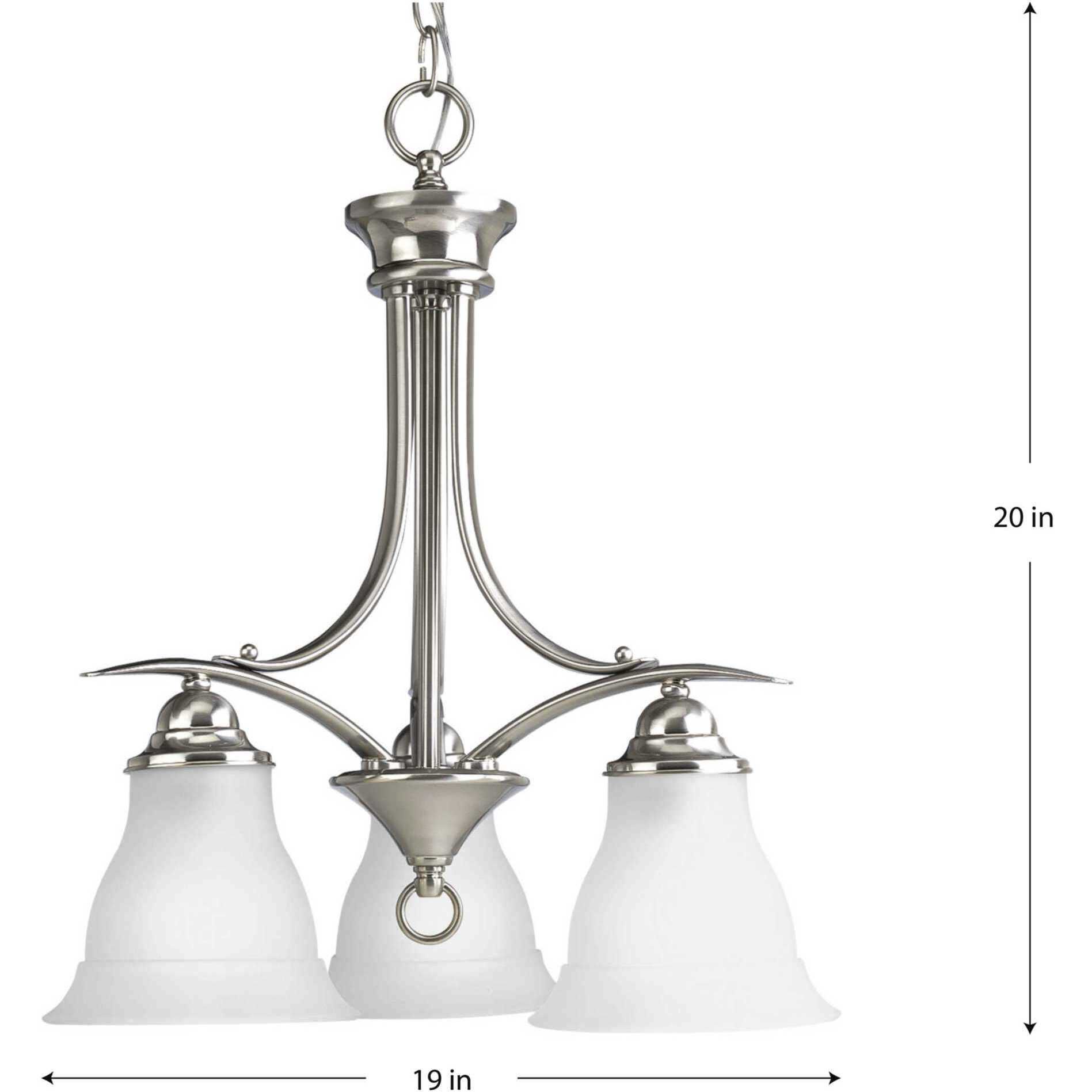 Trinity 3 Light 19 inch Brushed Nickel Chandelier Ceiling Light