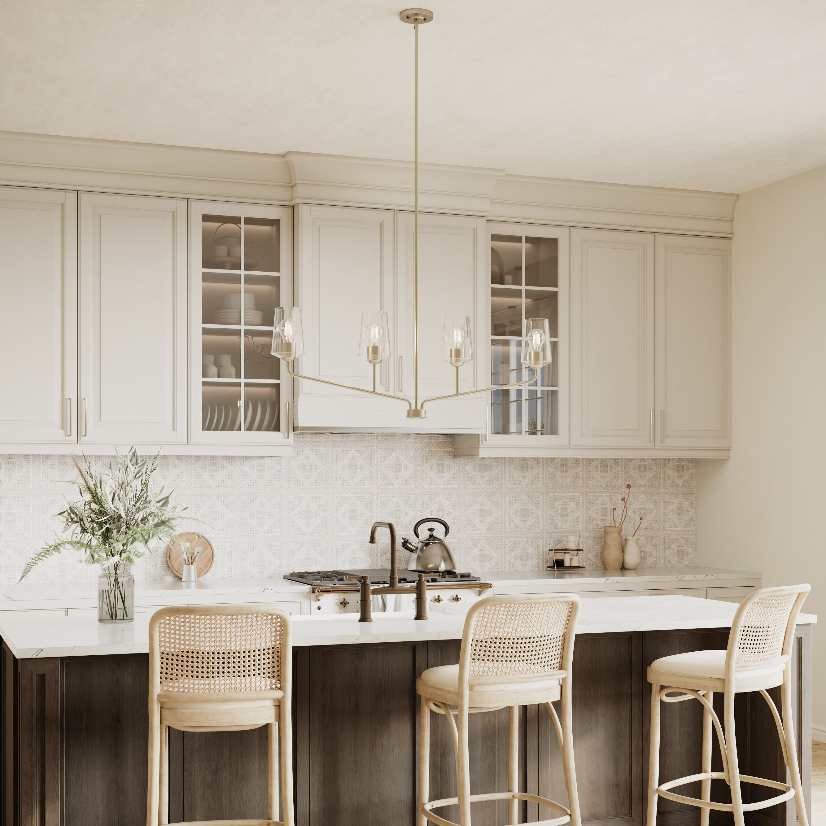 Celino Linear Chandelier Ceiling Light in Brushed Nickel