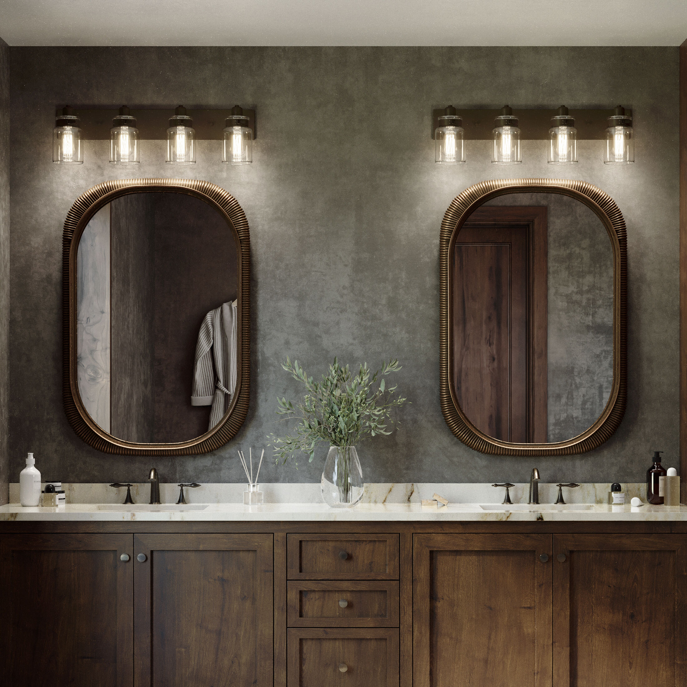 Calhoun 4 Light 30 inch Antique Bronze Bath Vanity Wall Light