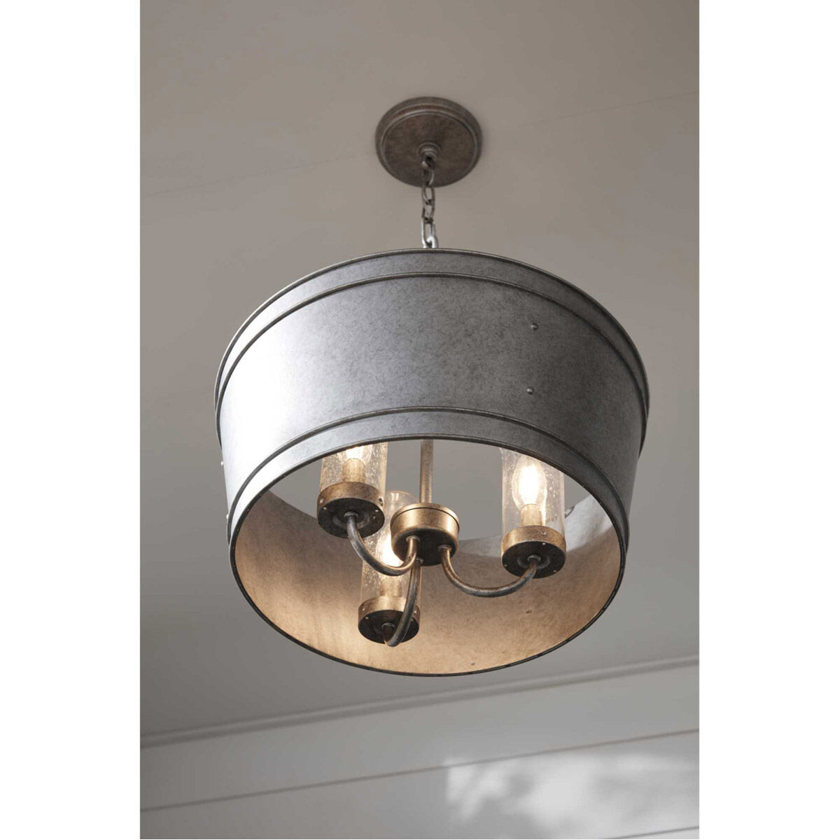Galveston 3 Light 17.75 inch Galvanized Pendant Ceiling Light