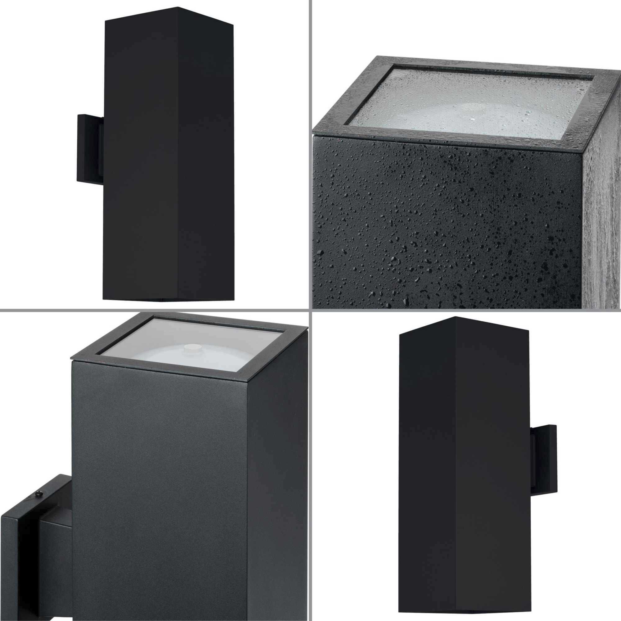 6IN CYL SQRS Up/Down Outdoor Wall Light in Black, Progress LED