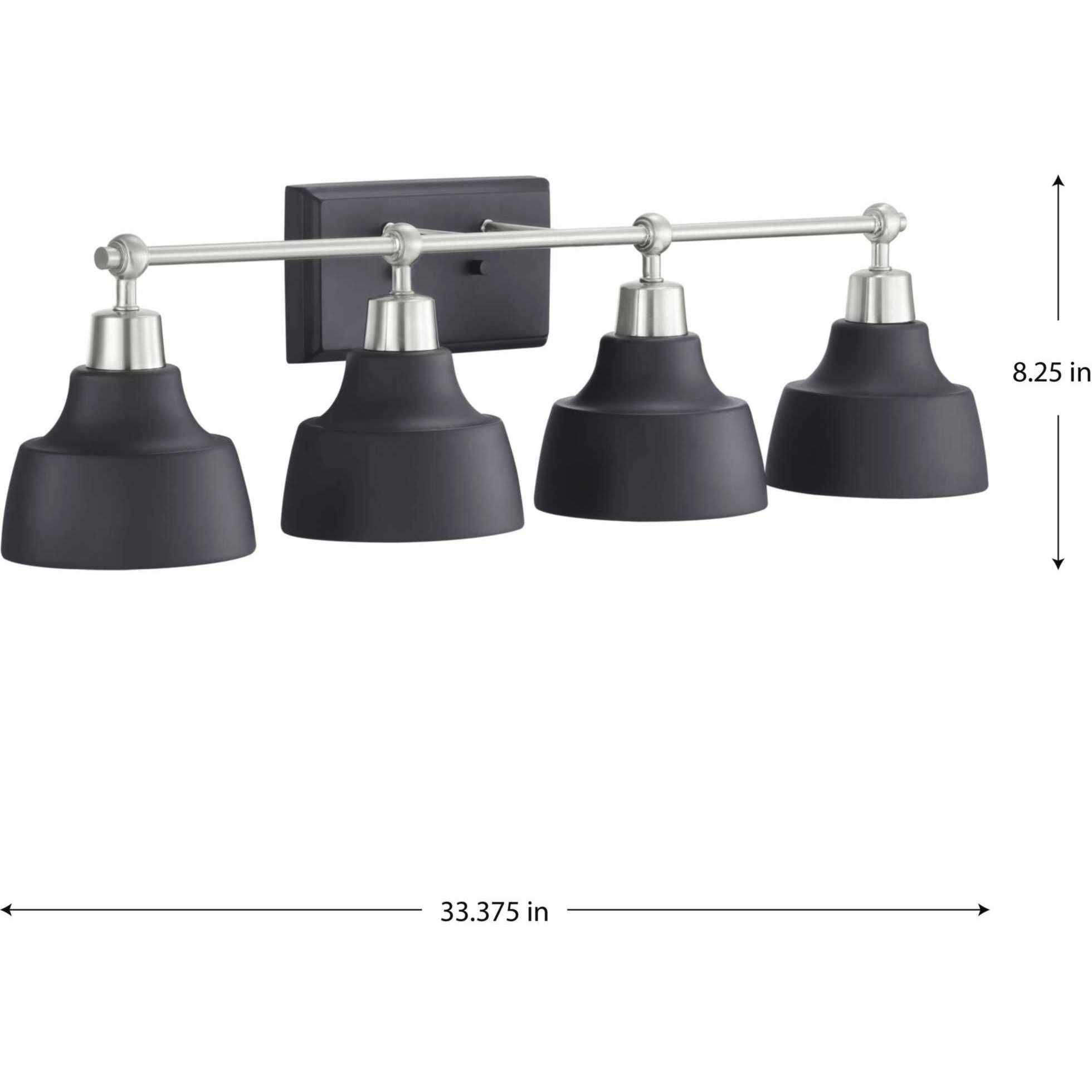 Bramlett 4 Light 33 inch Brushed Nickel Bath Vanity Wall Light