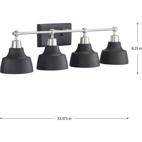 Bramlett 4 Light 33 inch Brushed Nickel Bath Vanity Wall Light