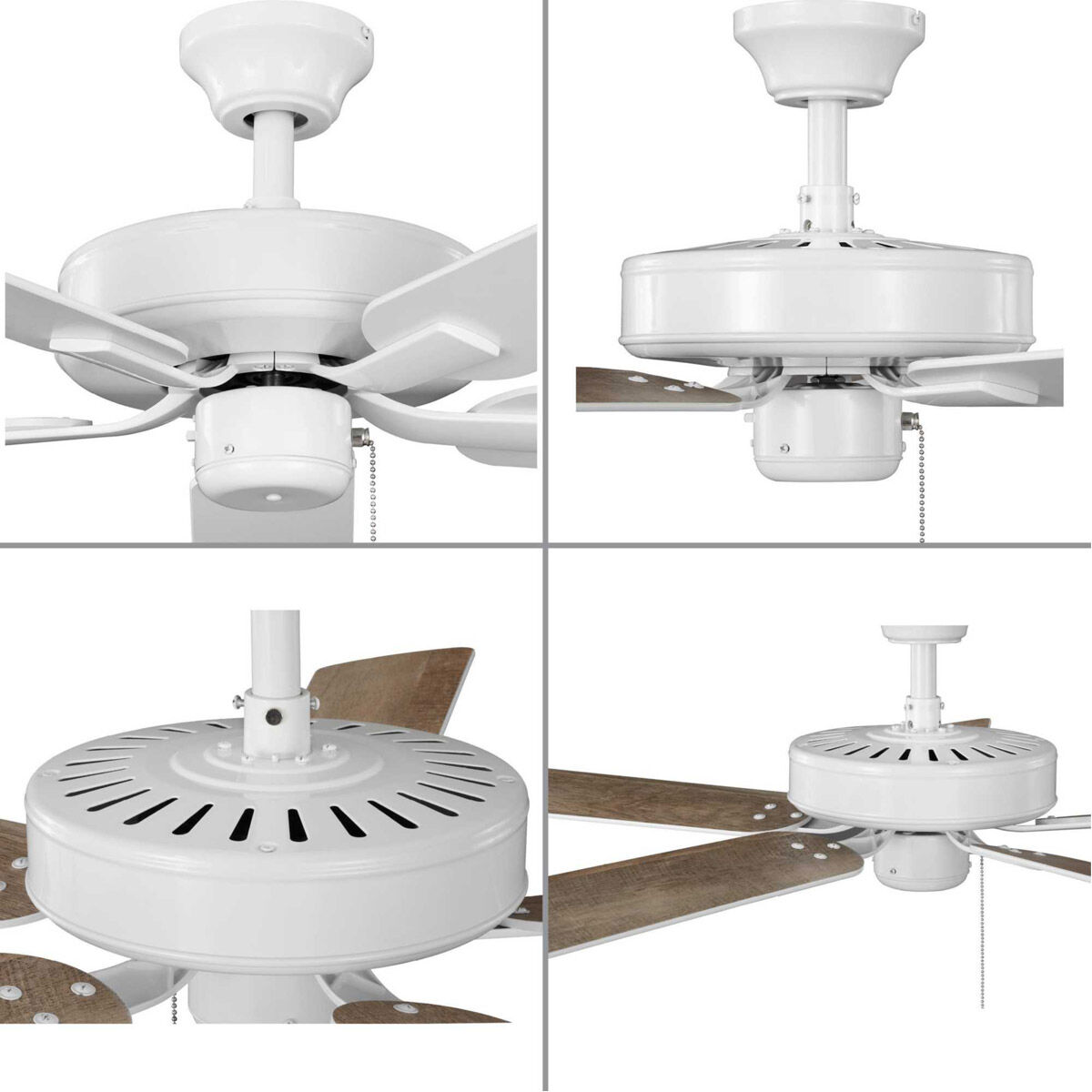 AirPro Builder 52 inch White with White/Antique Wood Blades Ceiling Fan