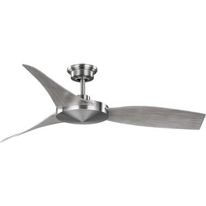 Spicer 54 inch Brushed Nickel with Grey Weathered Wood Blades Outdoor Ceiling Fan