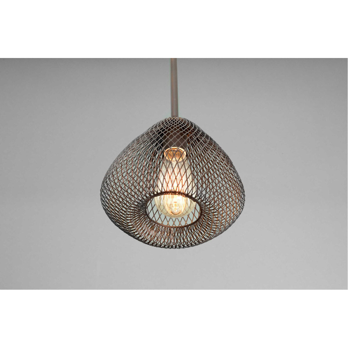 Mesh 1 Light 9 inch Antique Bronze Mini-Pendant Ceiling Light, Design Series