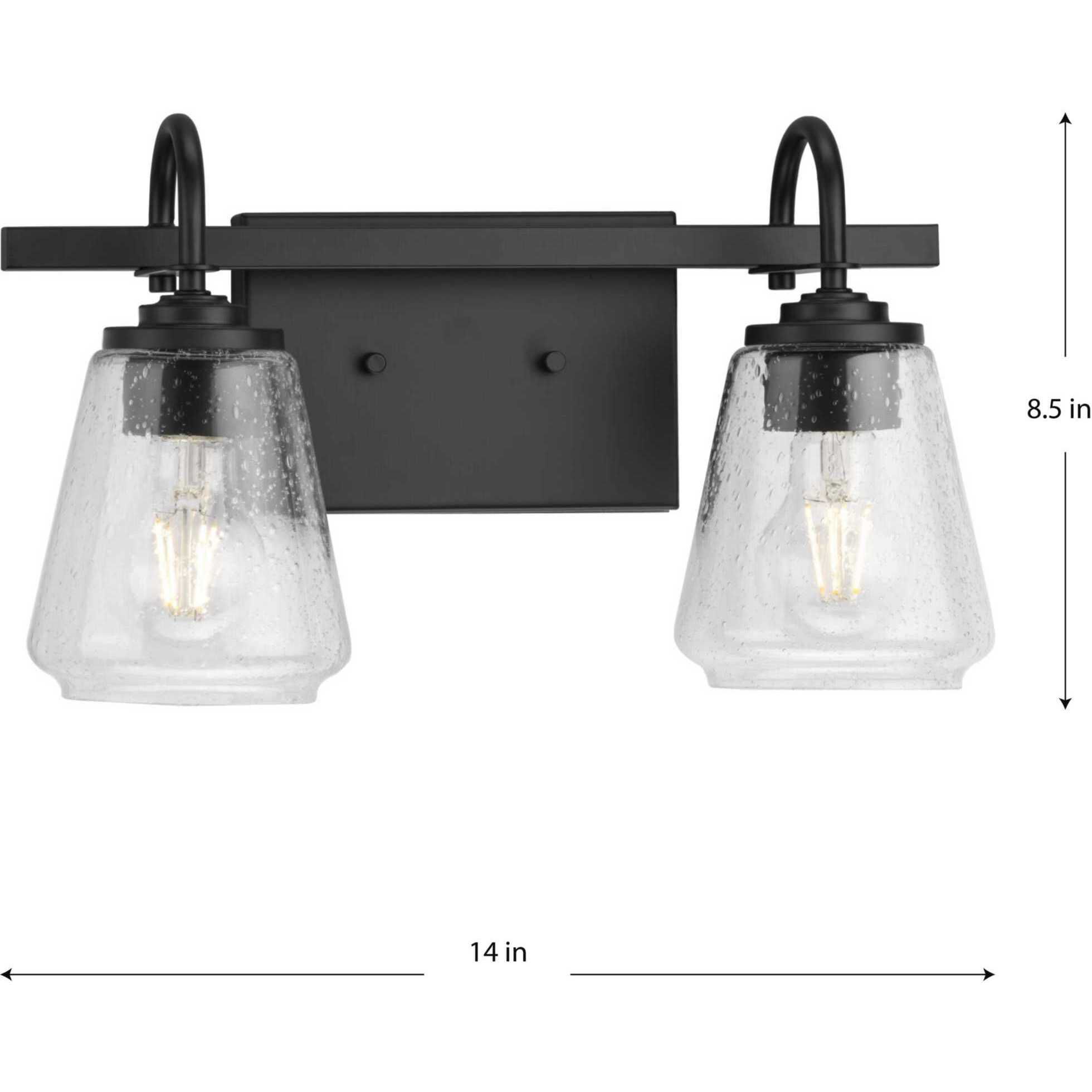 Martenne 2 Light 14 inch Matte Black Bathroom Vanity Light Wall Light