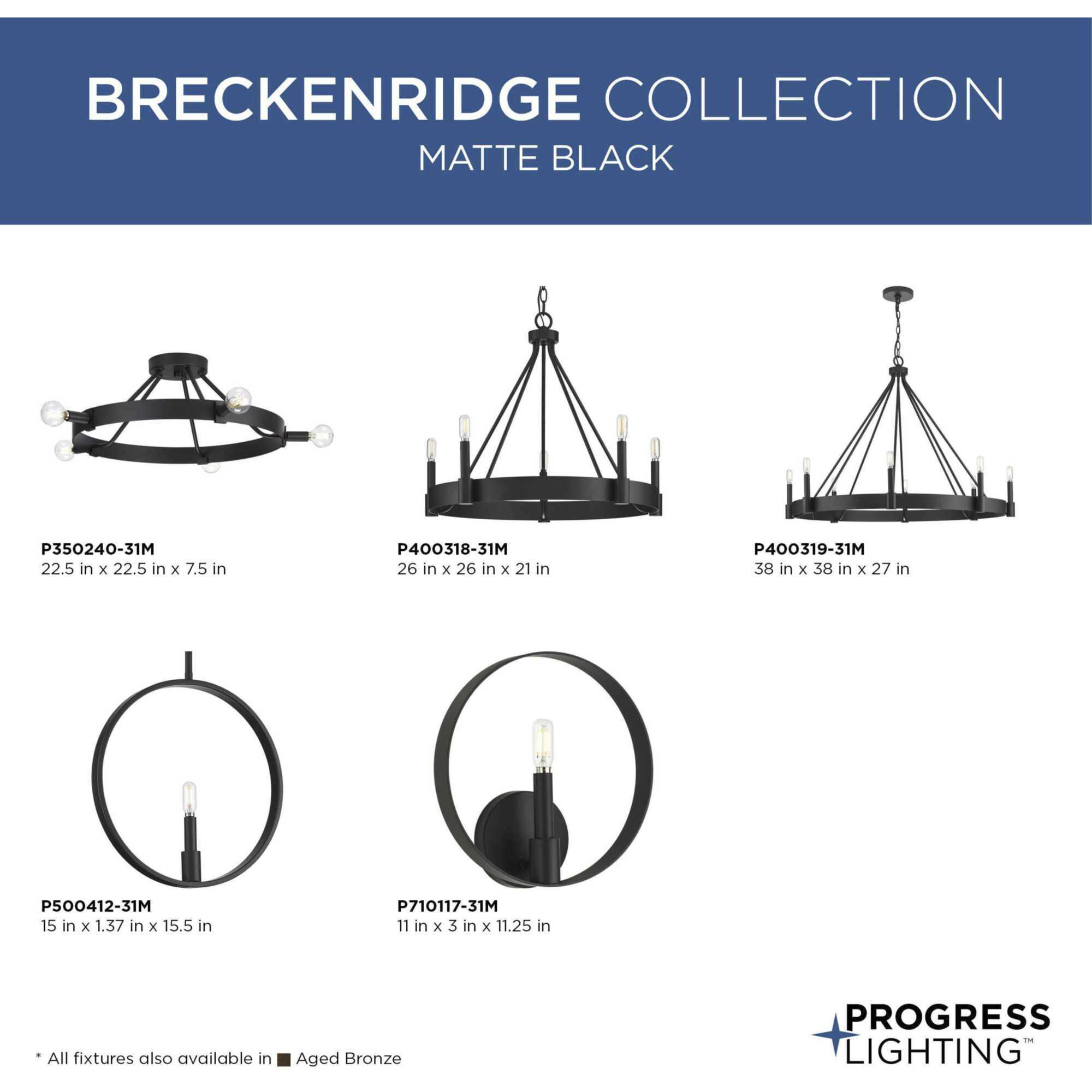 Breckenridge 5 Light 22.5 inch Matte Black Semi-Flush Mount Ceiling Light, Design Series
