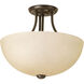 Random 2 Light 13 inch Antique Bronze Close-to-Ceiling Ceiling Light in Etched Umber Linen Glass