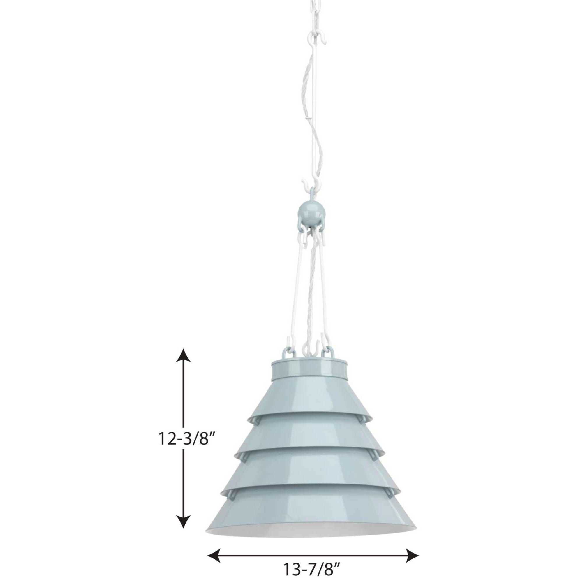 Point Dume™ Surfrider 1 Light 13.88 inch Matte Blue Enamel Pendant Ceiling Light, Design Series