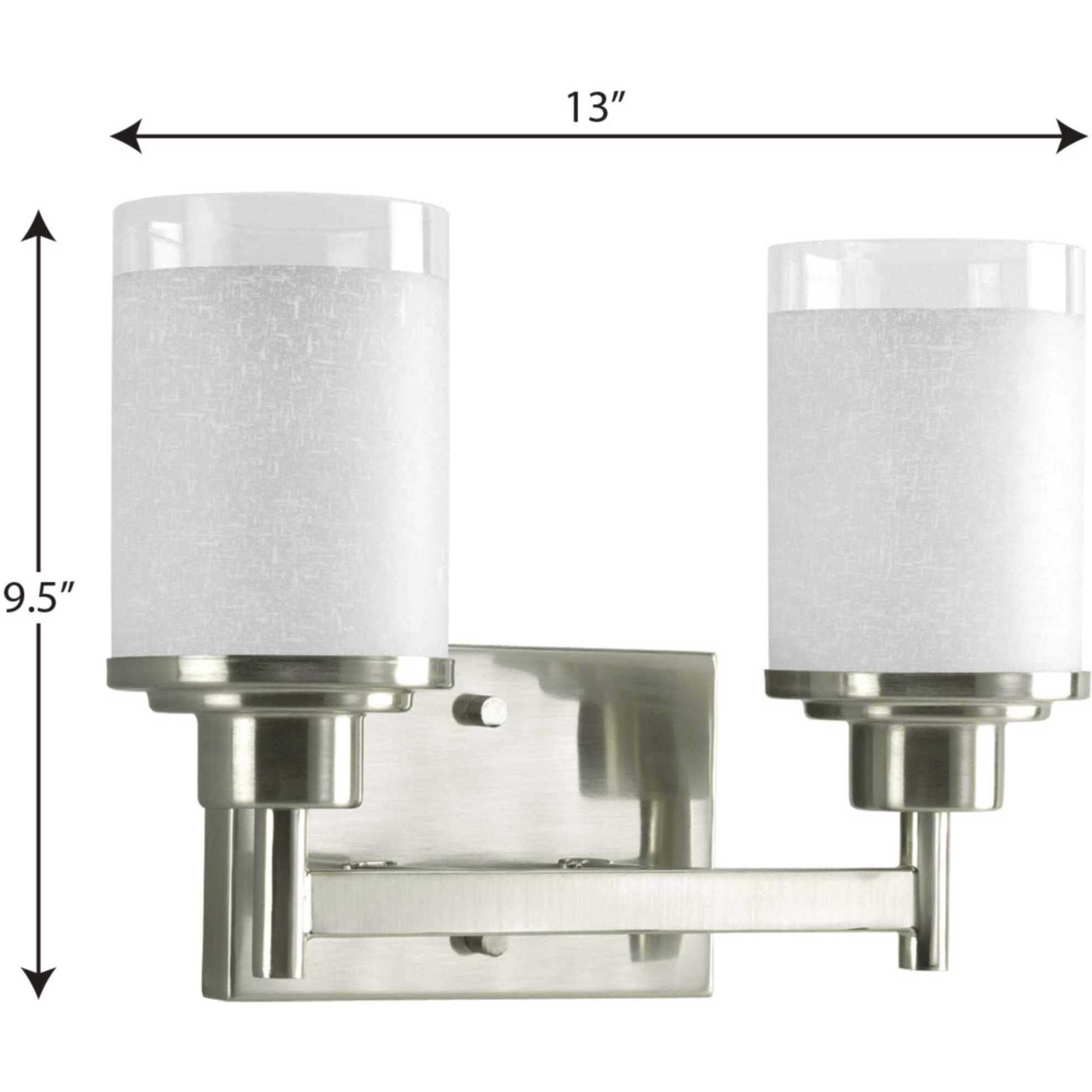 Alexa 2 Light 13 inch Brushed Nickel Bath Vanity Wall Light