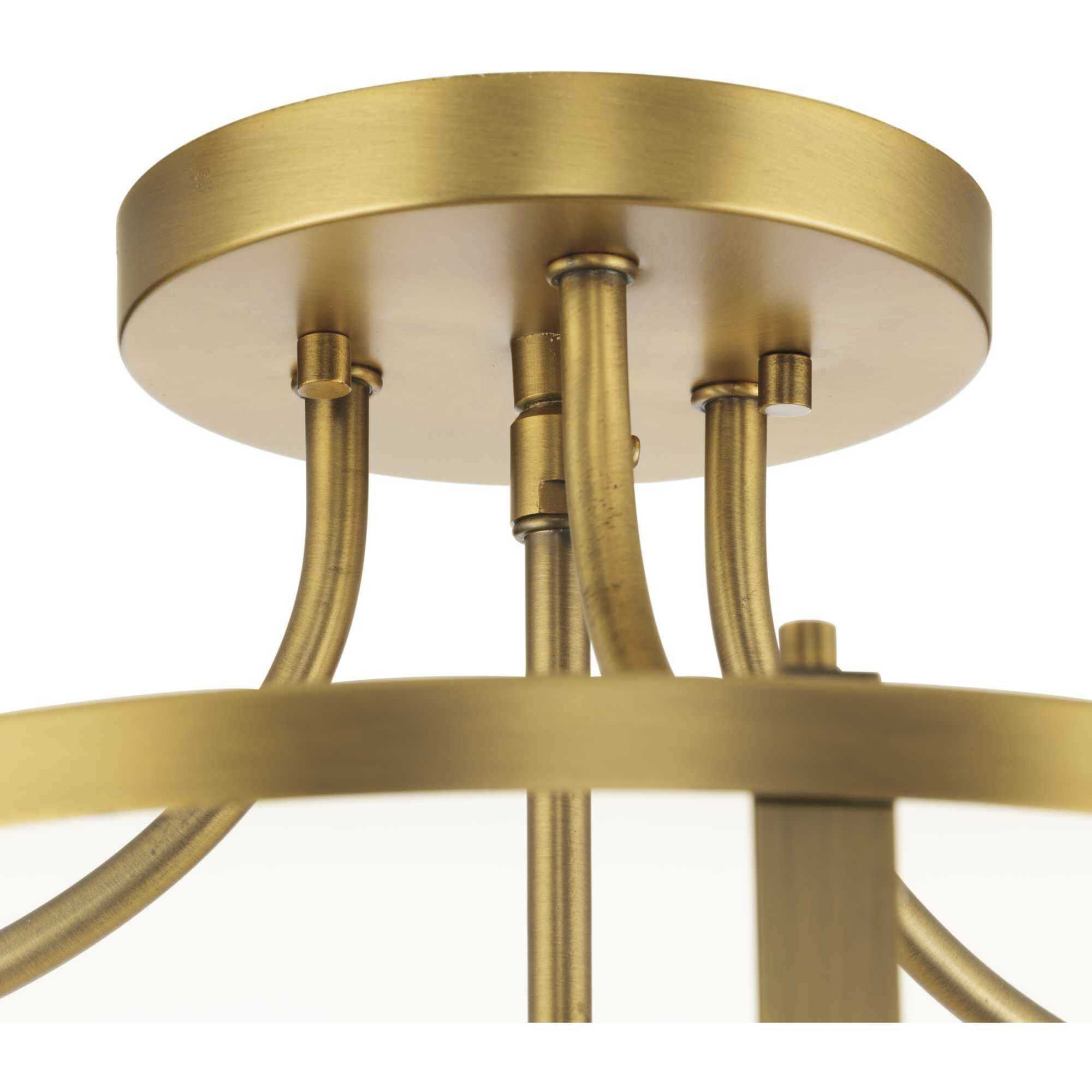 Gilliam 3 Light 13 inch Vintage Brass Semi-Flush Mount Ceiling Light