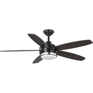 Albin 54 inch Black with Toasted Oak Blades Ceiling Fan, Progress LED