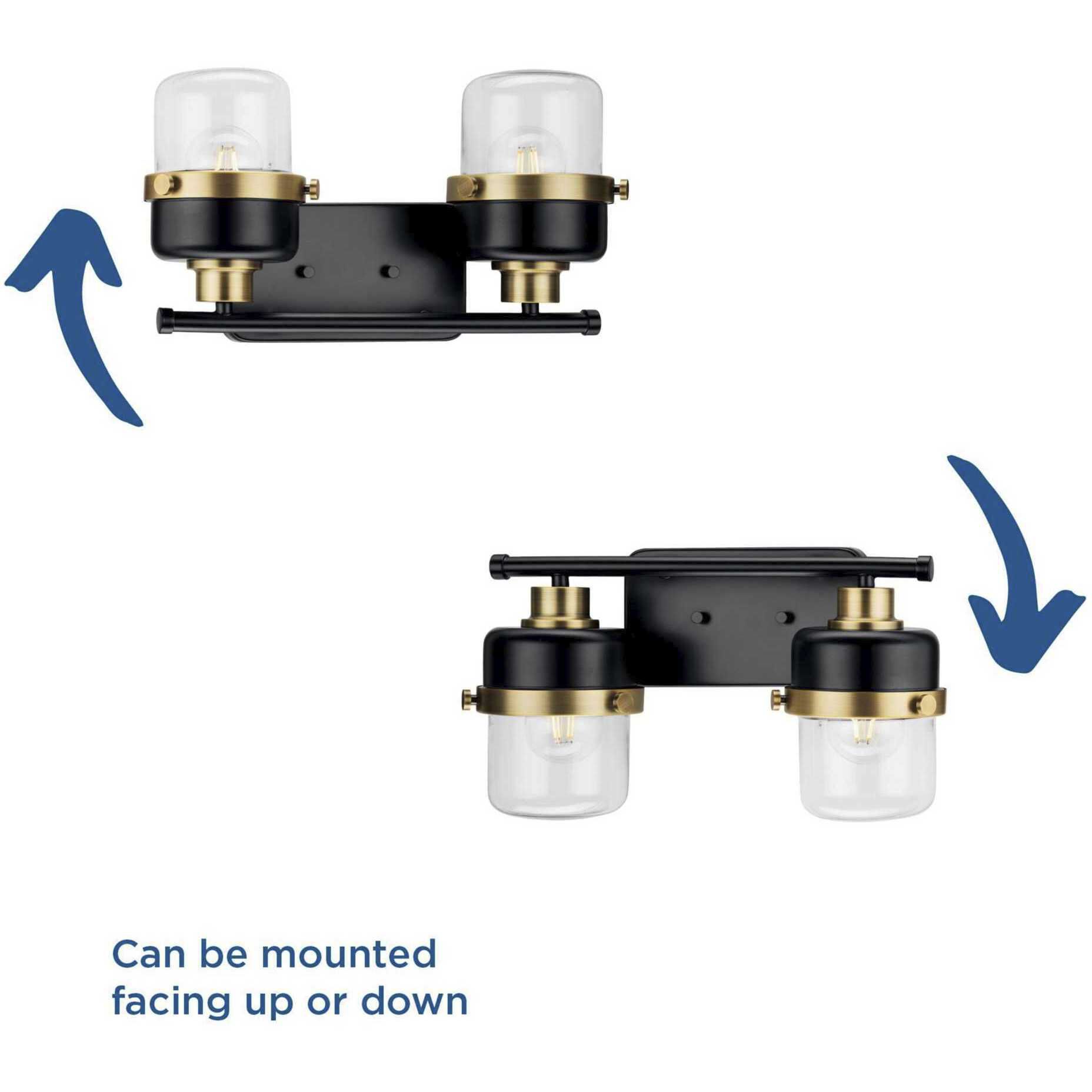 Beckner 2 Light 14.62 inch Matte Black Bath Light Wall Light