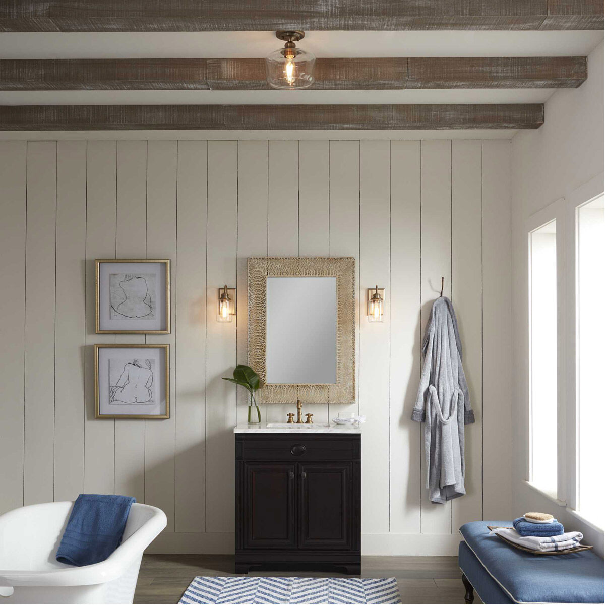 Aiken 1 Light 5 inch Vintage Brass Bath Vanity Wall Light