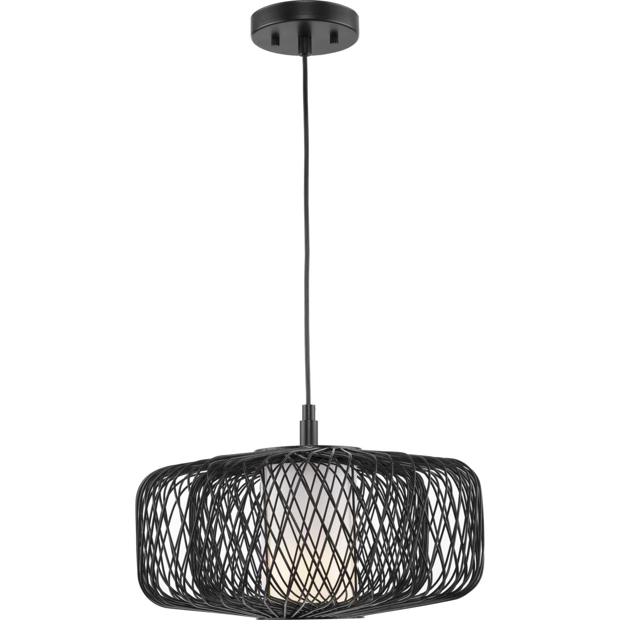 Cordova 1 Light 16 inch Black Rattan Pendant Ceiling Light, Design Series
