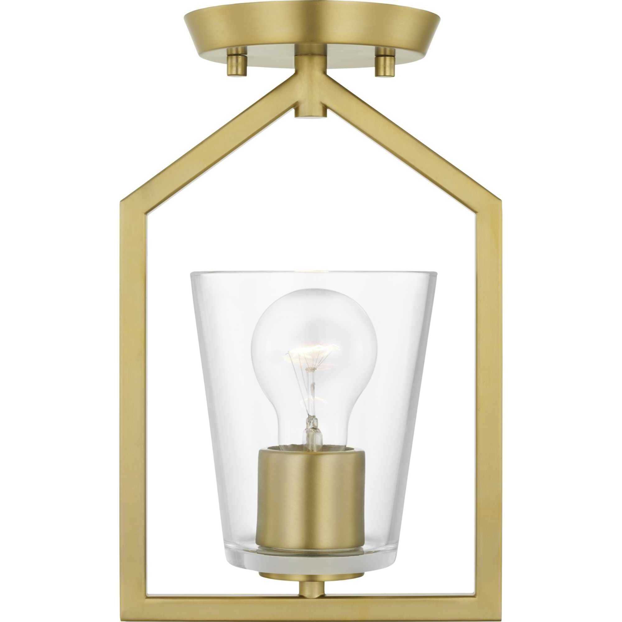 Vertex 1 Light 5 inch Brushed Gold Semi-Flush Mount Ceiling Light