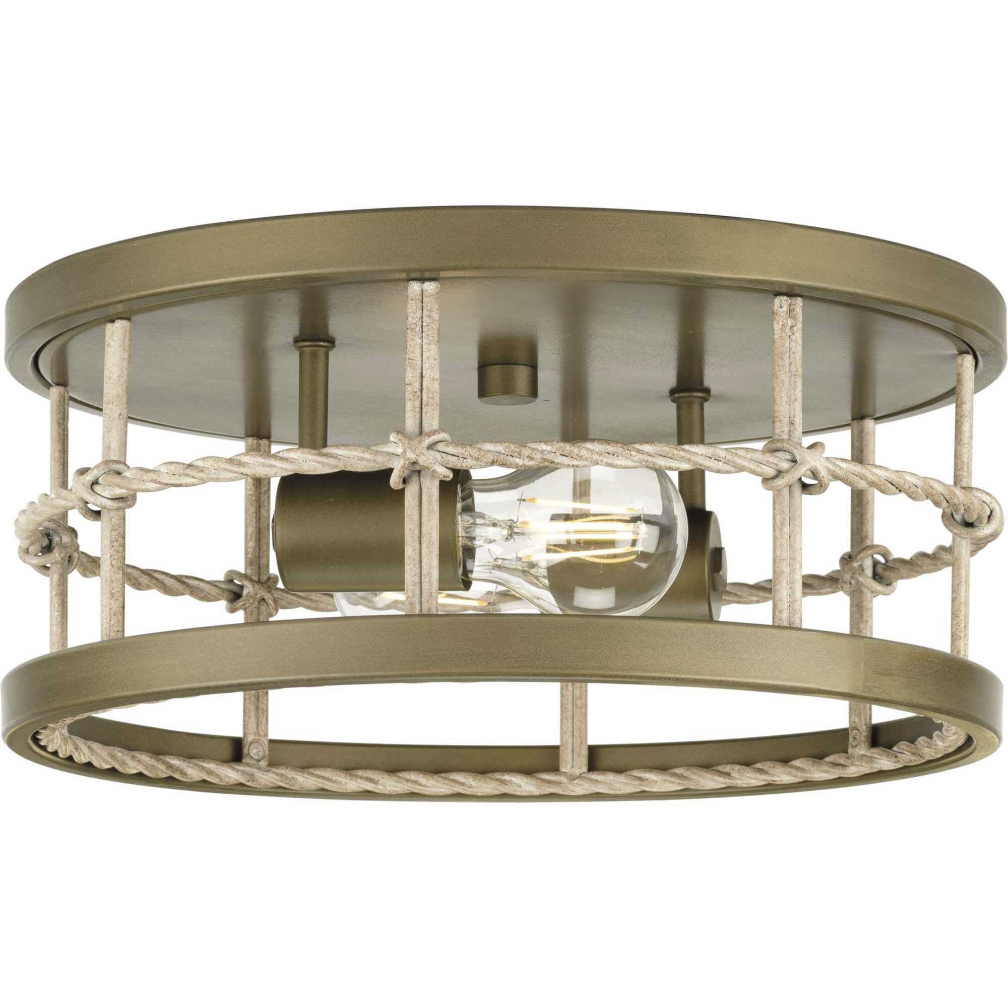 Lattimore 2 Light 13 inch Aged Brass Flushmount Ceiling Light, Design Series