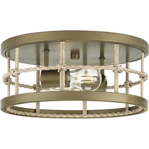 Lattimore 2 Light 13 inch Aged Brass Flushmount Ceiling Light, Design Series
