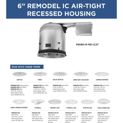 6in Recessed Housing BR-40 Unfinished Recessed Can in Remodel