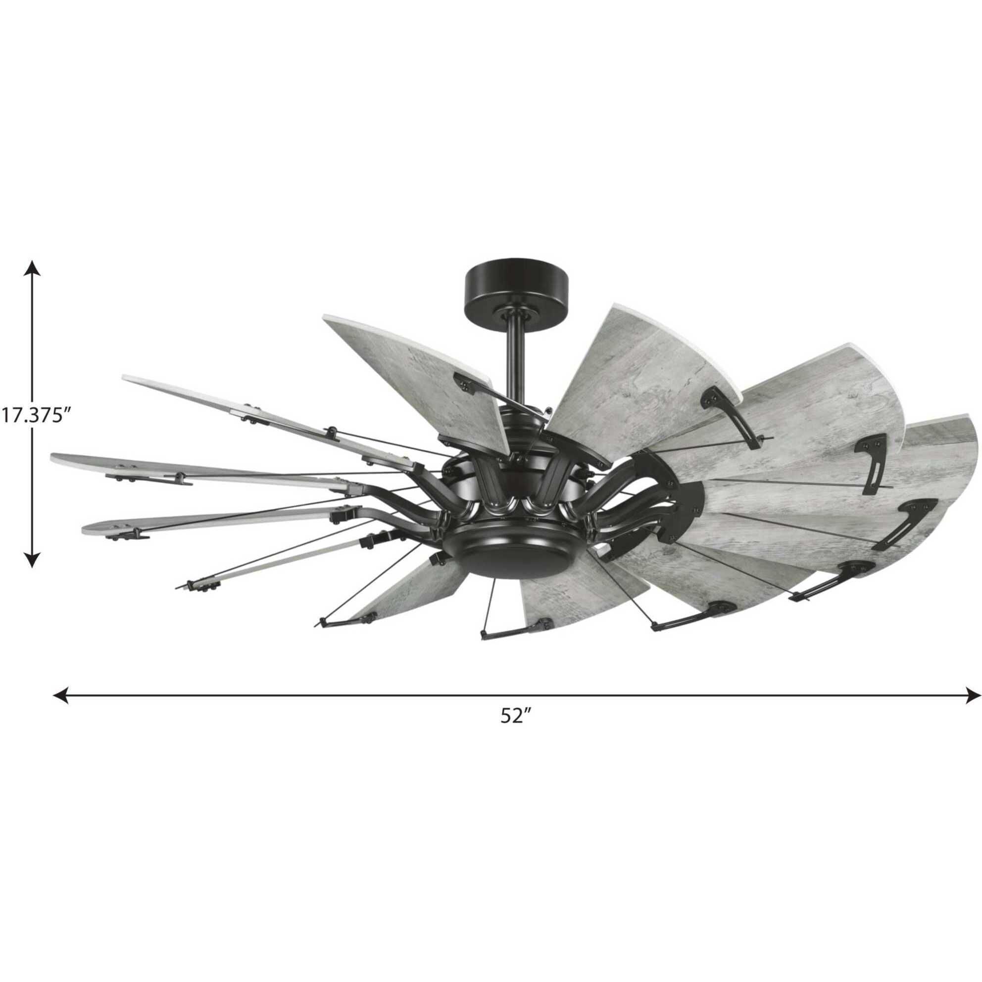 Springer 52 inch Matte Black with Rustic Charcoal Blades Windmill Ceiling Fan