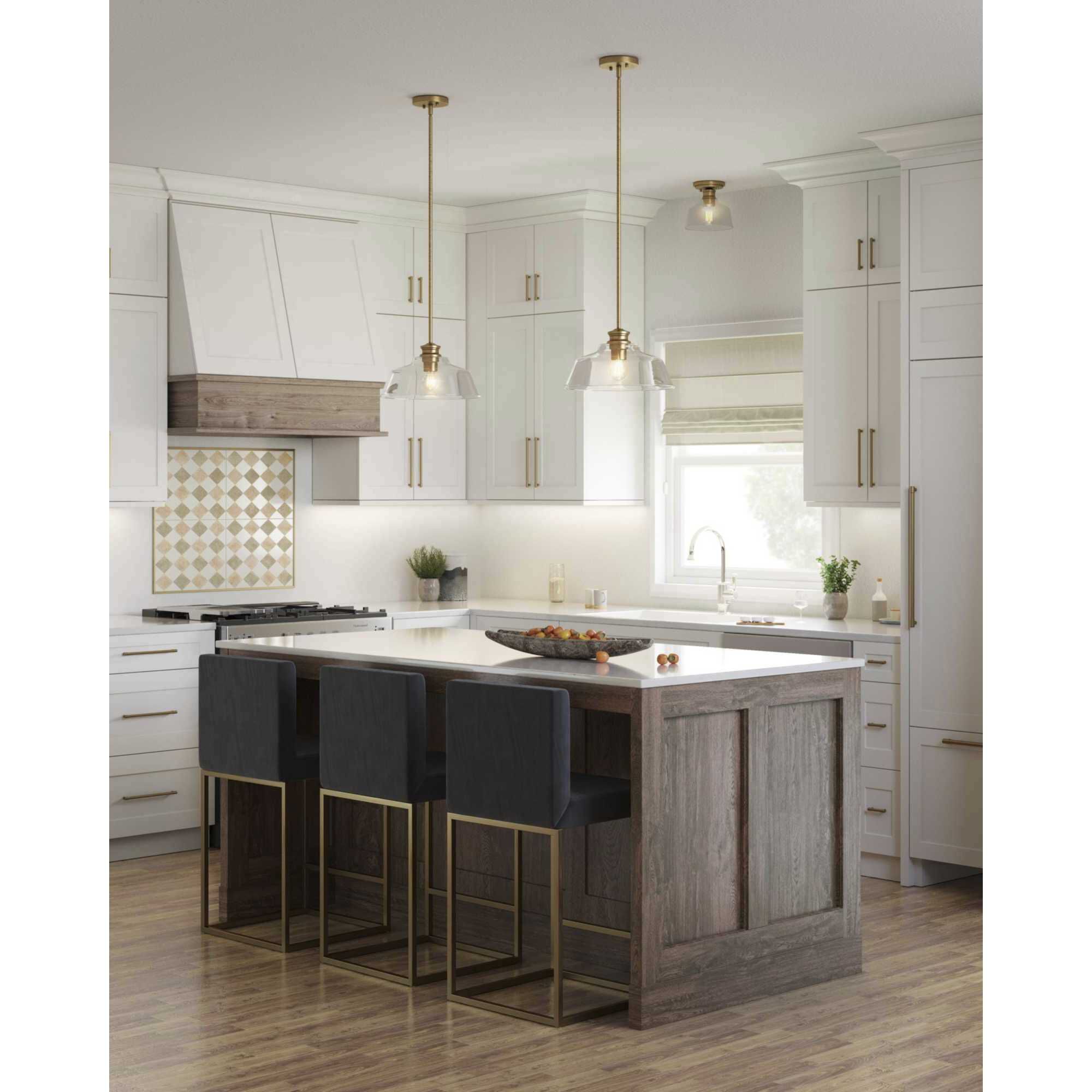 Singleton 1 Light 14 inch Vintage Brass Pendant Ceiling Light