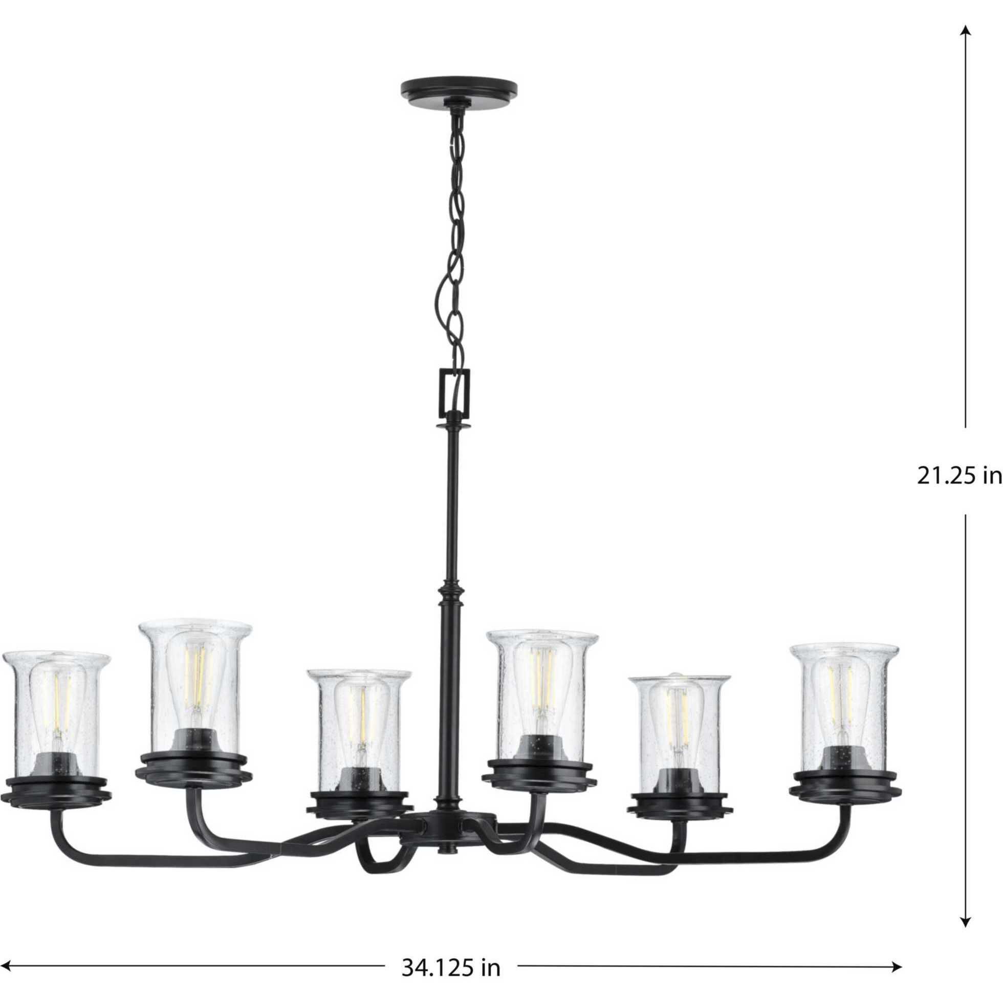 Winslett 6 Light 34 inch Matte Black Chandelier Ceiling Light