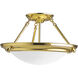 Eclipse 2 Light 15 inch Polished Brass Semi-Flush Mount Ceiling Light