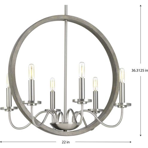 Fontayne 6 Light 22 inch Brushed Nickel Chandelier Ceiling Light, Design Series