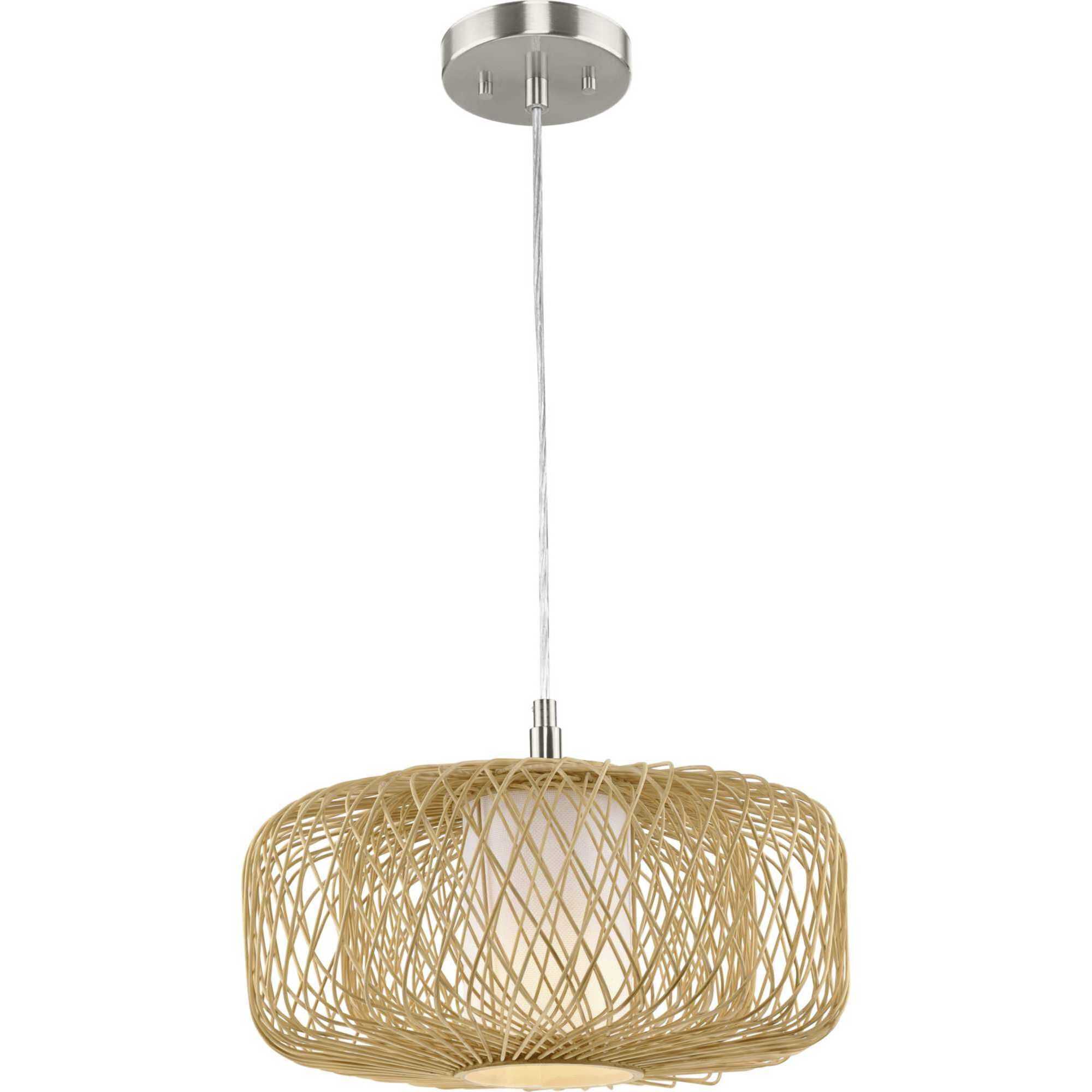 Cordova 1 Light 16 inch Natural Rattan Pendant Ceiling Light, Design Series