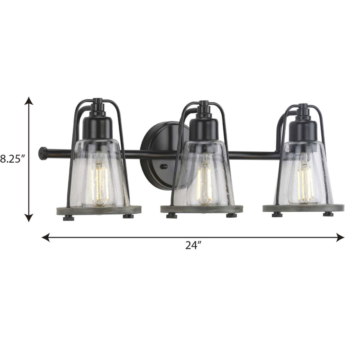 Conway 3 Light 24 inch Matte Black Bath Vanity Wall Light