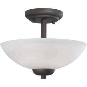 Tia 2 Light 11.75 inch Painted Bronze Semi Flush Mount Ceiling Light