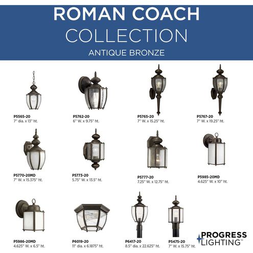 Roman Coach 1 Light 13 inch Antique Bronze Outdoor Wall Lantern, Small