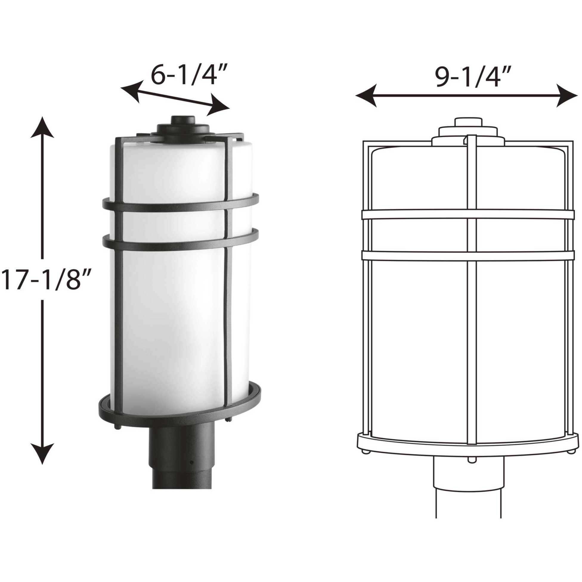 Format 1 Light 17 inch Textured Black Outdoor Post Lantern