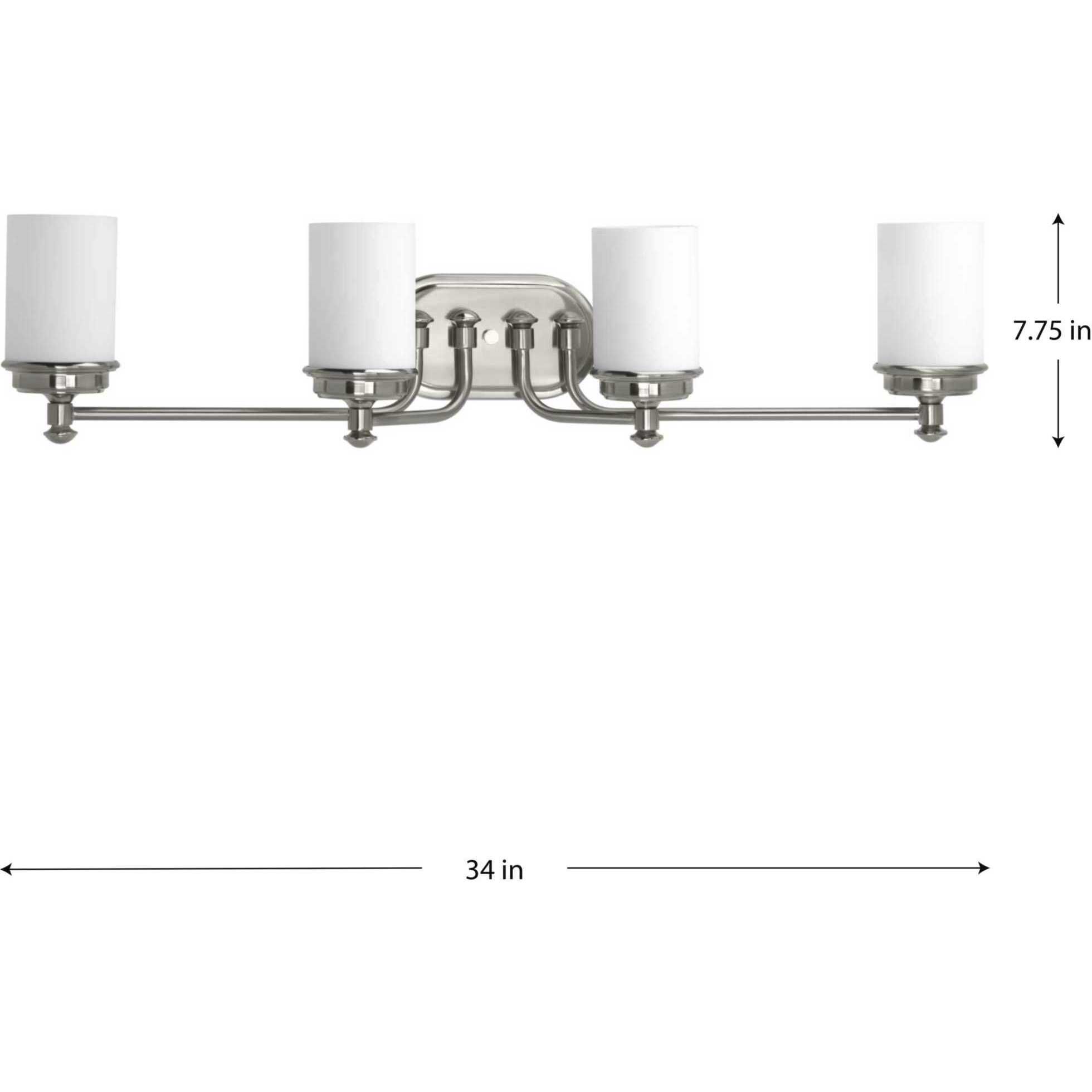 Glide 4 Light 34 inch Brushed Nickel Bath Vanity Wall Light, Design Series