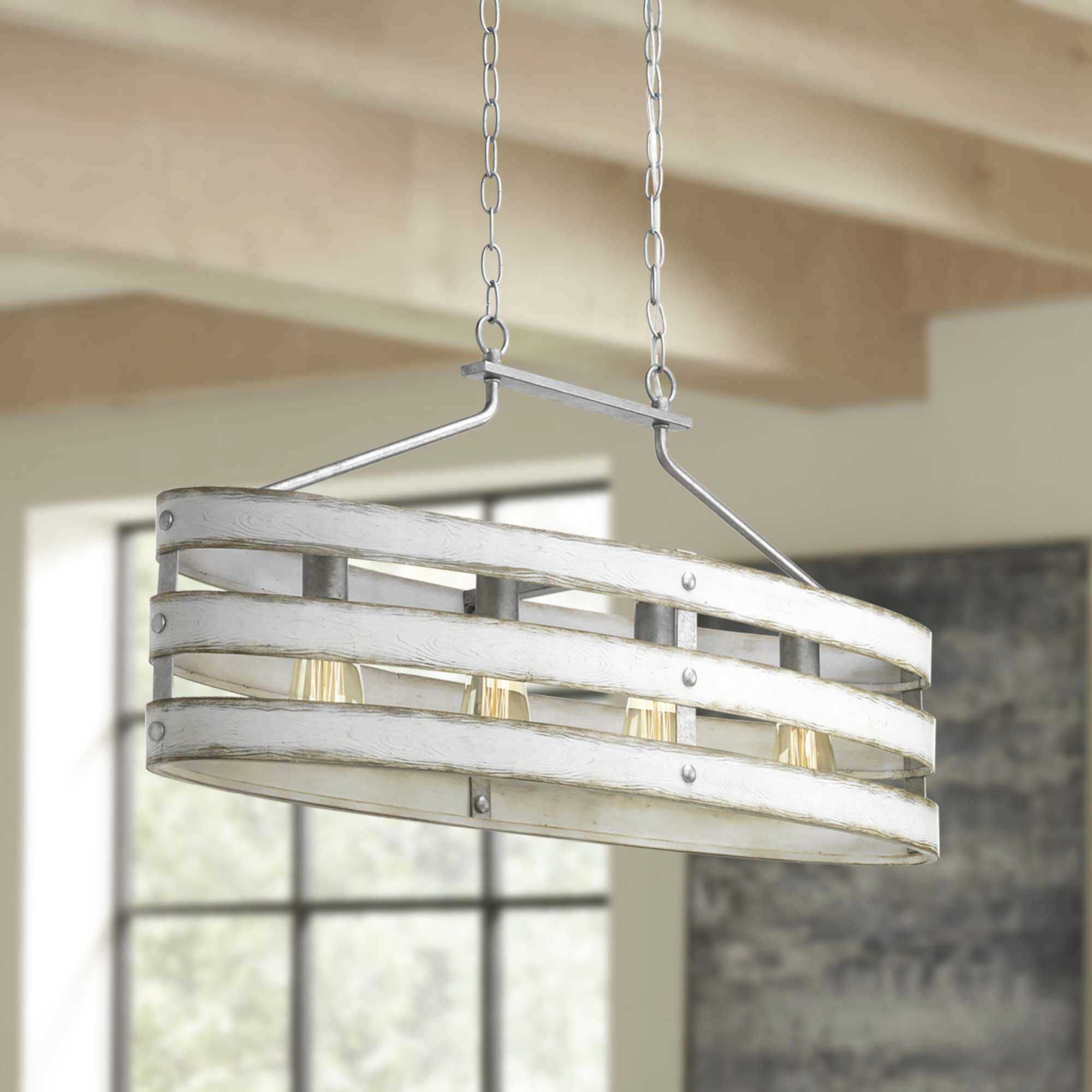 Gulliver 4 Light 39 inch Galvanized Linear Chandelier Ceiling Light