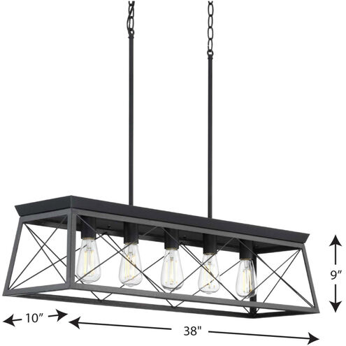 Briarwood 5 Light 38 inch Textured Black Linear Chandelier Ceiling Light