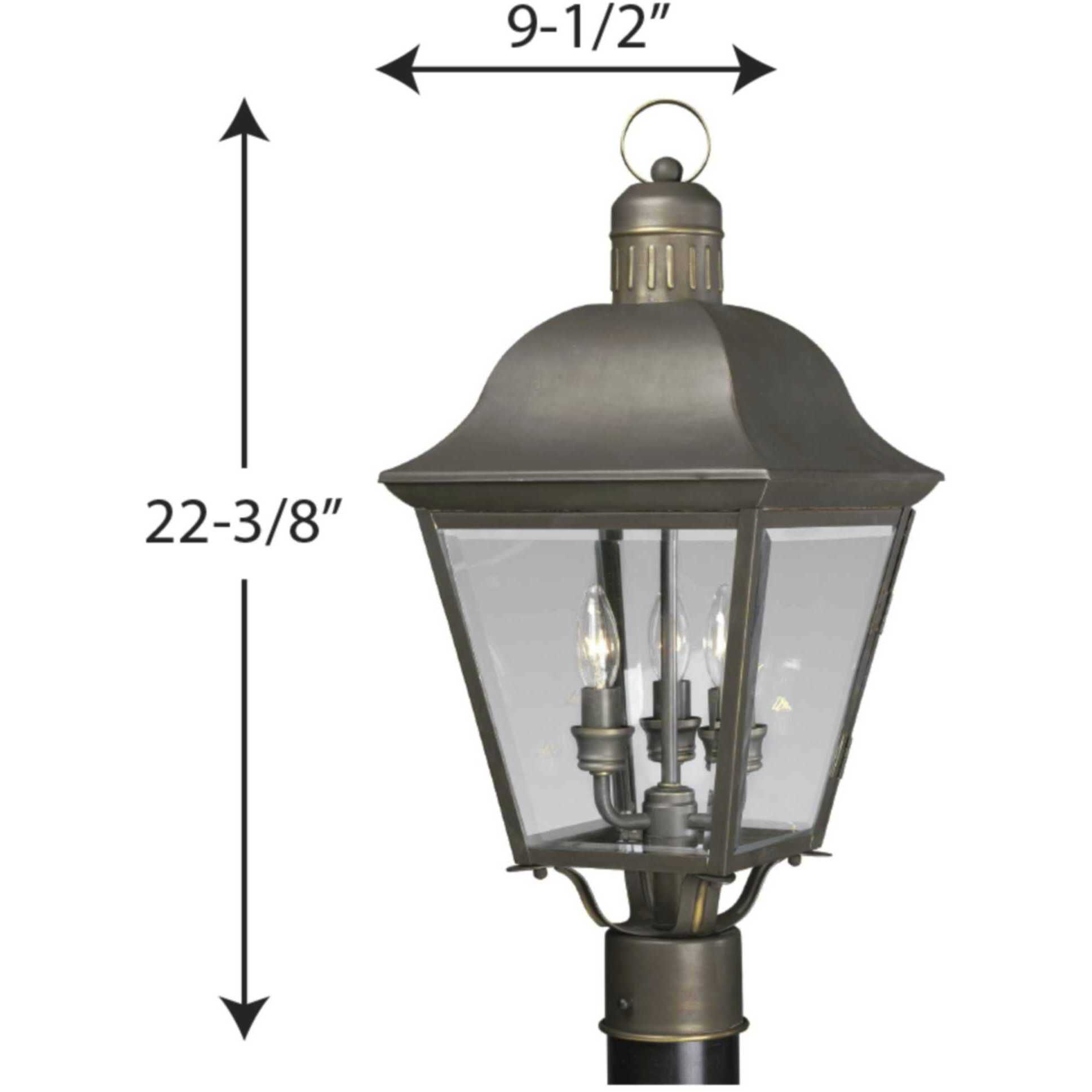 Andover 3 Light 22 inch Antique Bronze Outdoor Post Lantern