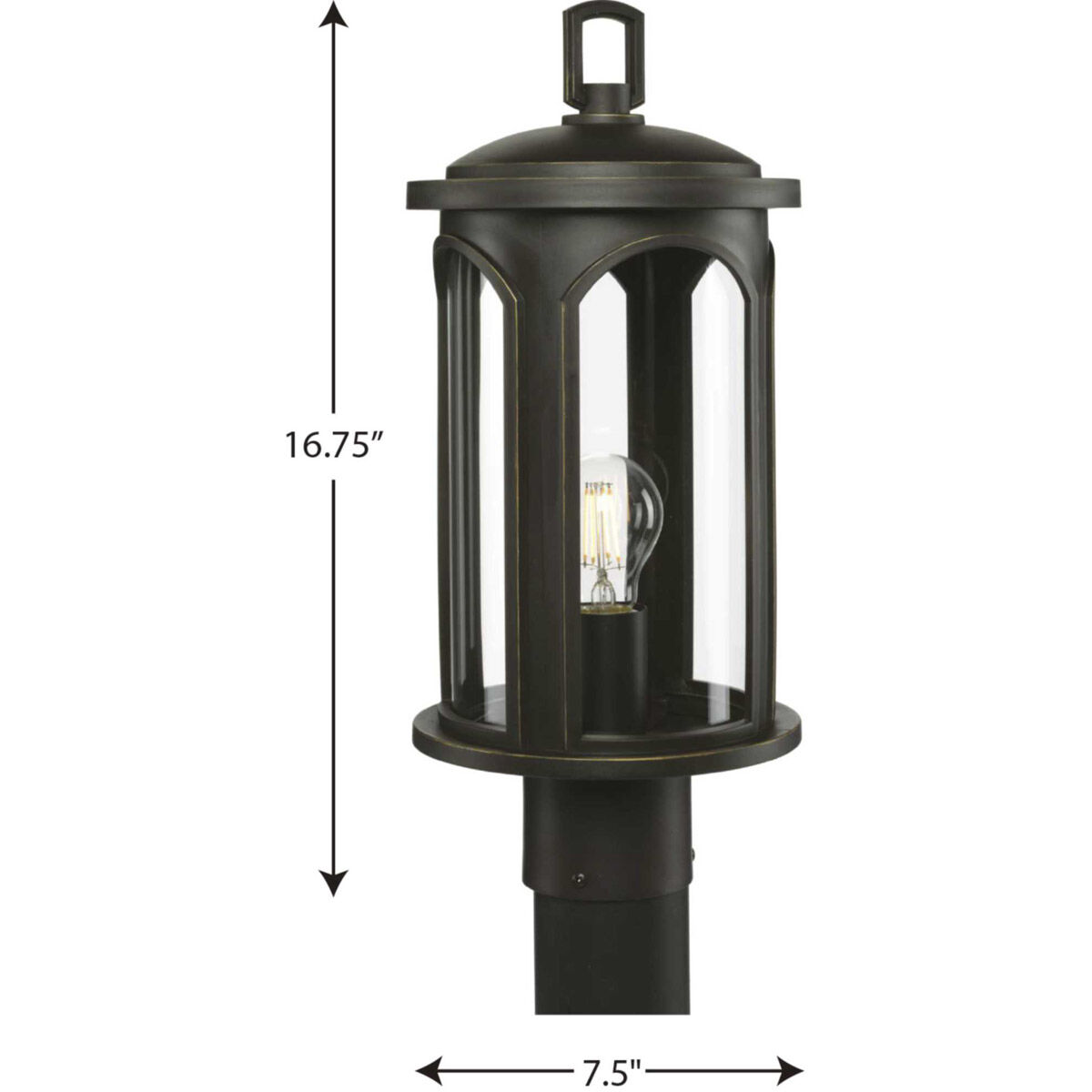 Gables 1 Light 17 inch Antique Bronze Outdoor Post Lantern, Durashield