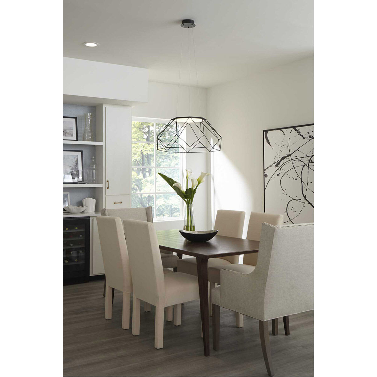 Geodesic LED LED 27 inch Matte Black Pendant Ceiling Light, Progress LED