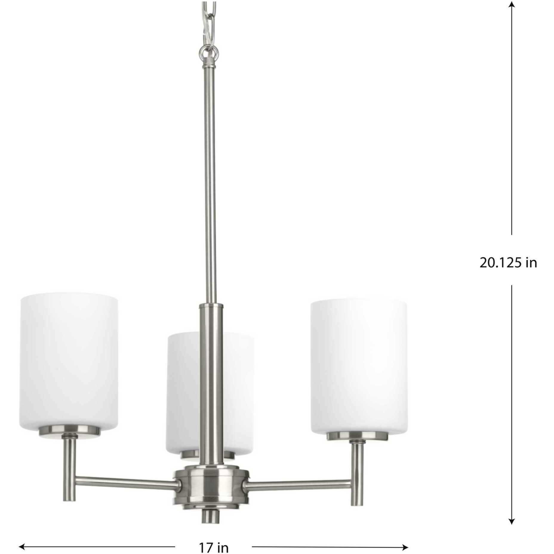 Replay 3 Light 17 inch Brushed Nickel Chandelier Ceiling Light