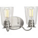 Durrell 2 Light 13.5 inch Brushed Nickel Bath Vanity Wall Light