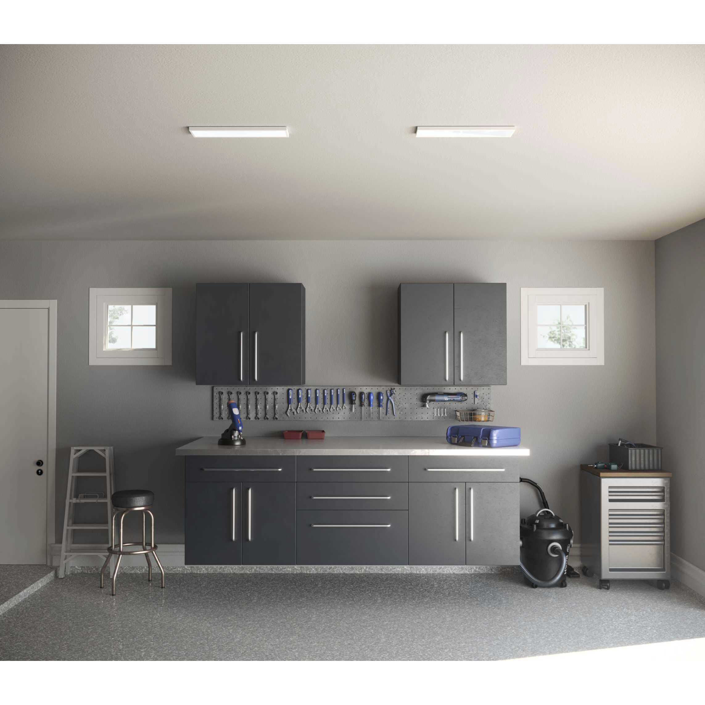 Everlume LED Satin White Linear Panel Flush Mount Ceiling Light, Progress LED