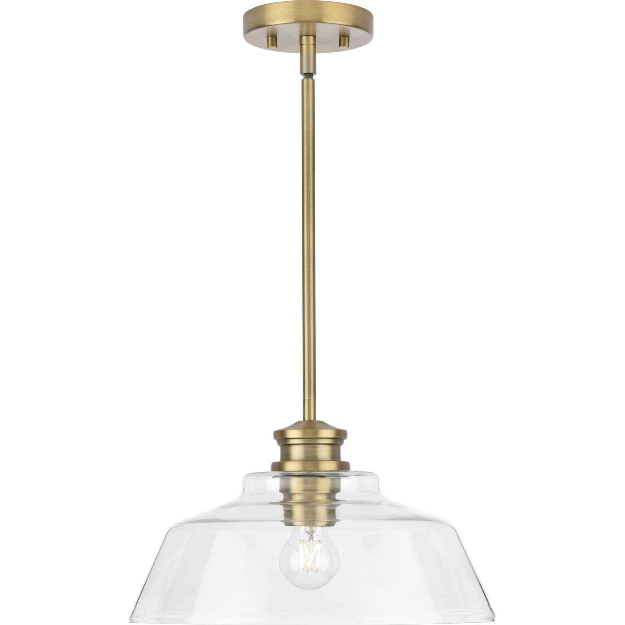 Singleton 1 Light 14 inch Vintage Brass Pendant Ceiling Light