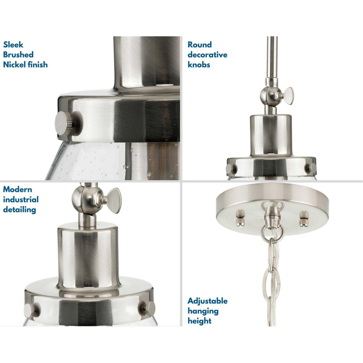 Hinton 1 Light 12 inch Brushed Nickel Pendant Ceiling Light